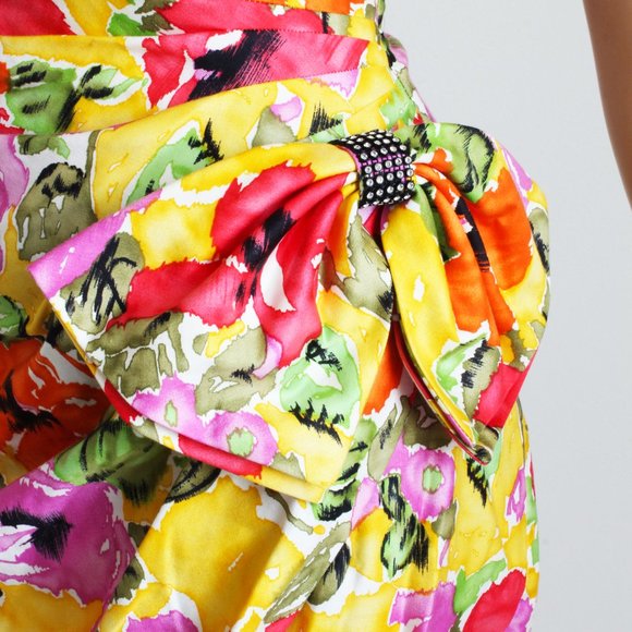 AJ Bari for Lillie Rubin Dress Colorful Floral Strapless Summer Resort - Picture 6 of 9
